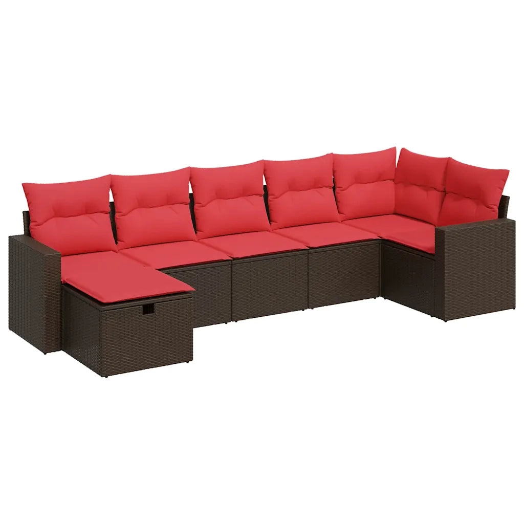 Set Divani da Giardino 7 pz con Cuscini Marrone in Polyrattan 3325410