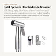 Bidet Sproeier RVS - Manuale - Easi da Installare - per Igiene Personale - Inclusa Supporter
