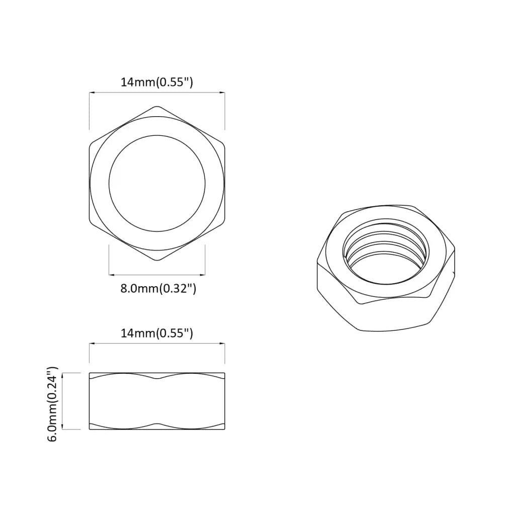 Dado esagonale 2 pcs Argento m8 Metallo 864469