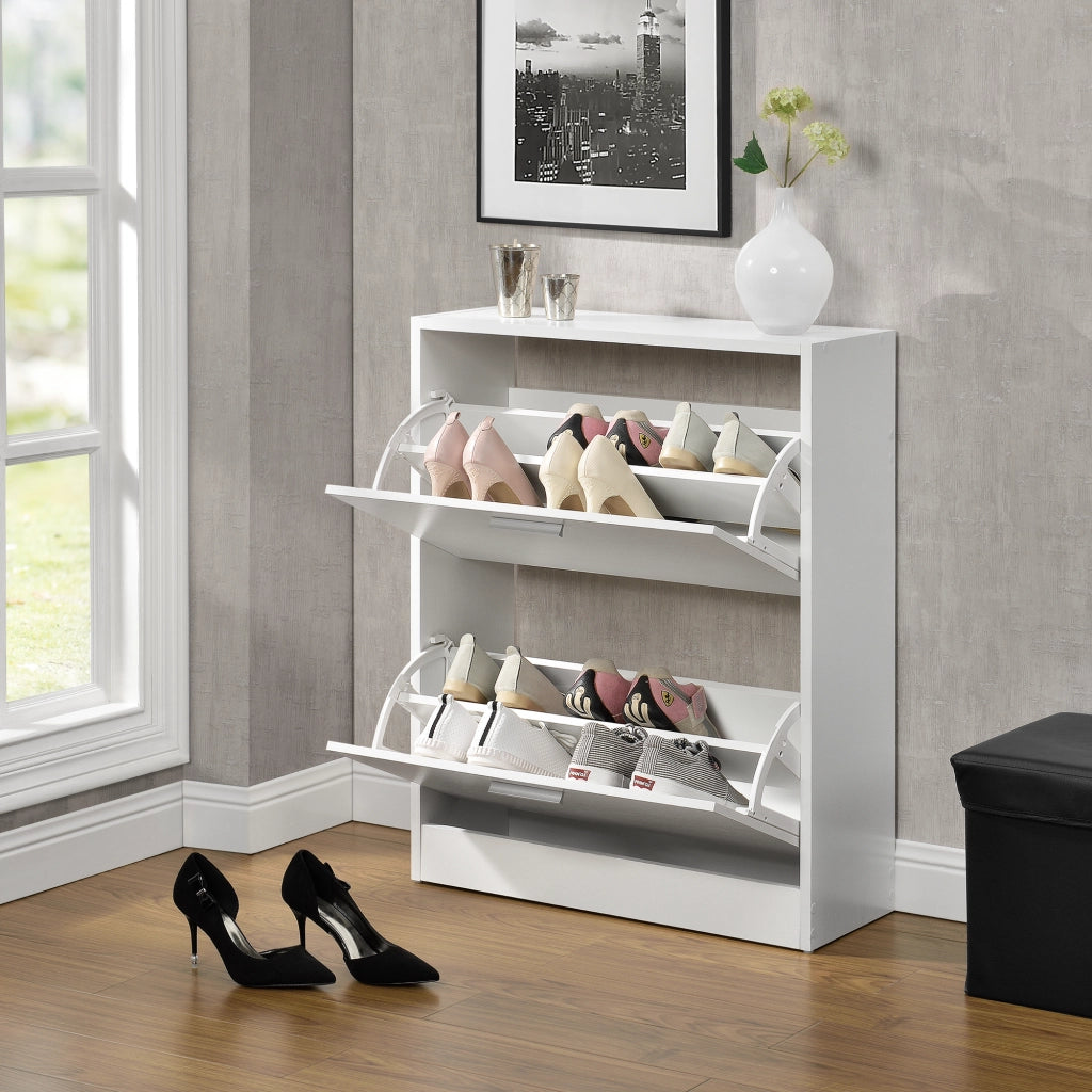 Scarpiera Sykkylven con 2 Contenitori Ribaltabili - Bianco [en.casa]