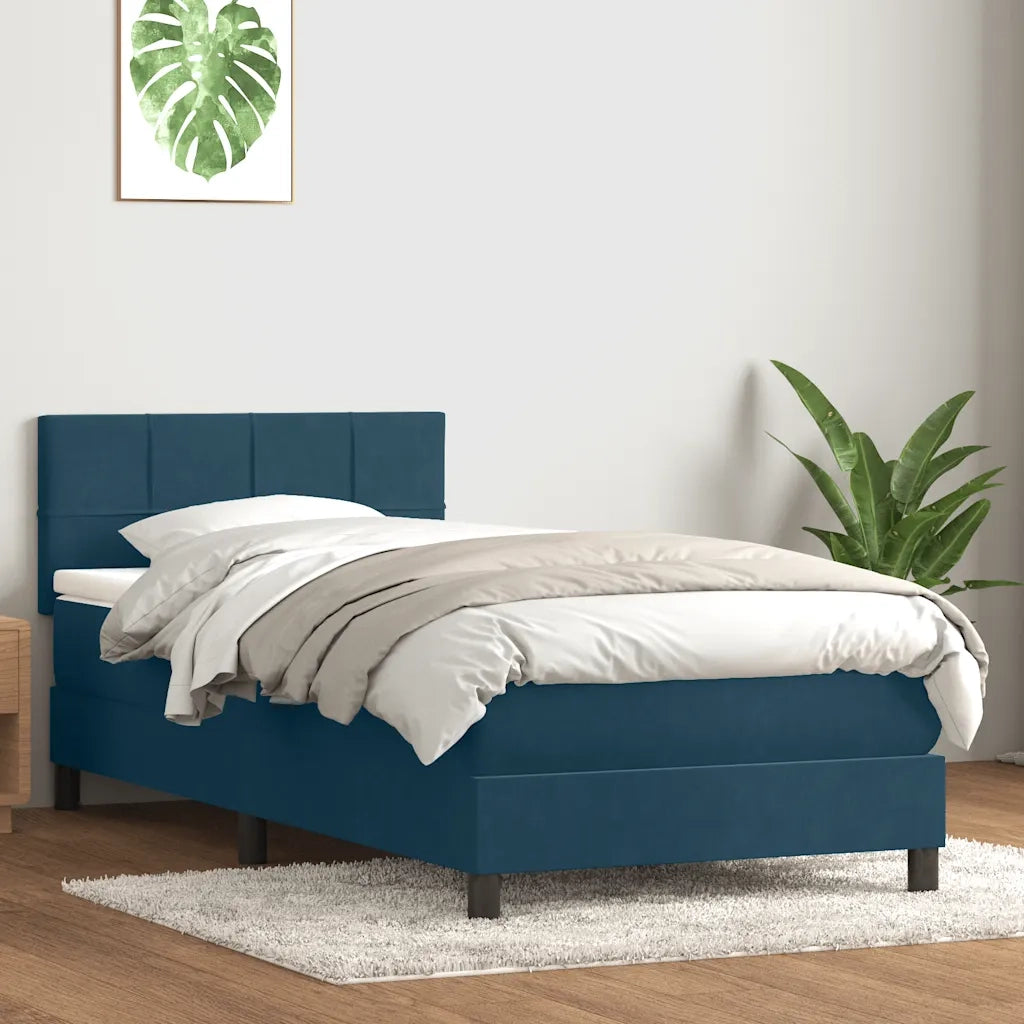 Letto a Molle con Materasso e LED Blu Scuro 80x210 cm Velluto 3316861