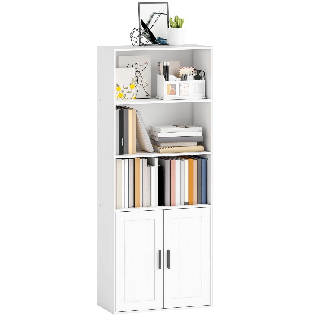 Libreria con ripiani aperti e armadietto 2 ante ¨C Minimal ¨C Bianco 60x30x145.5 cm