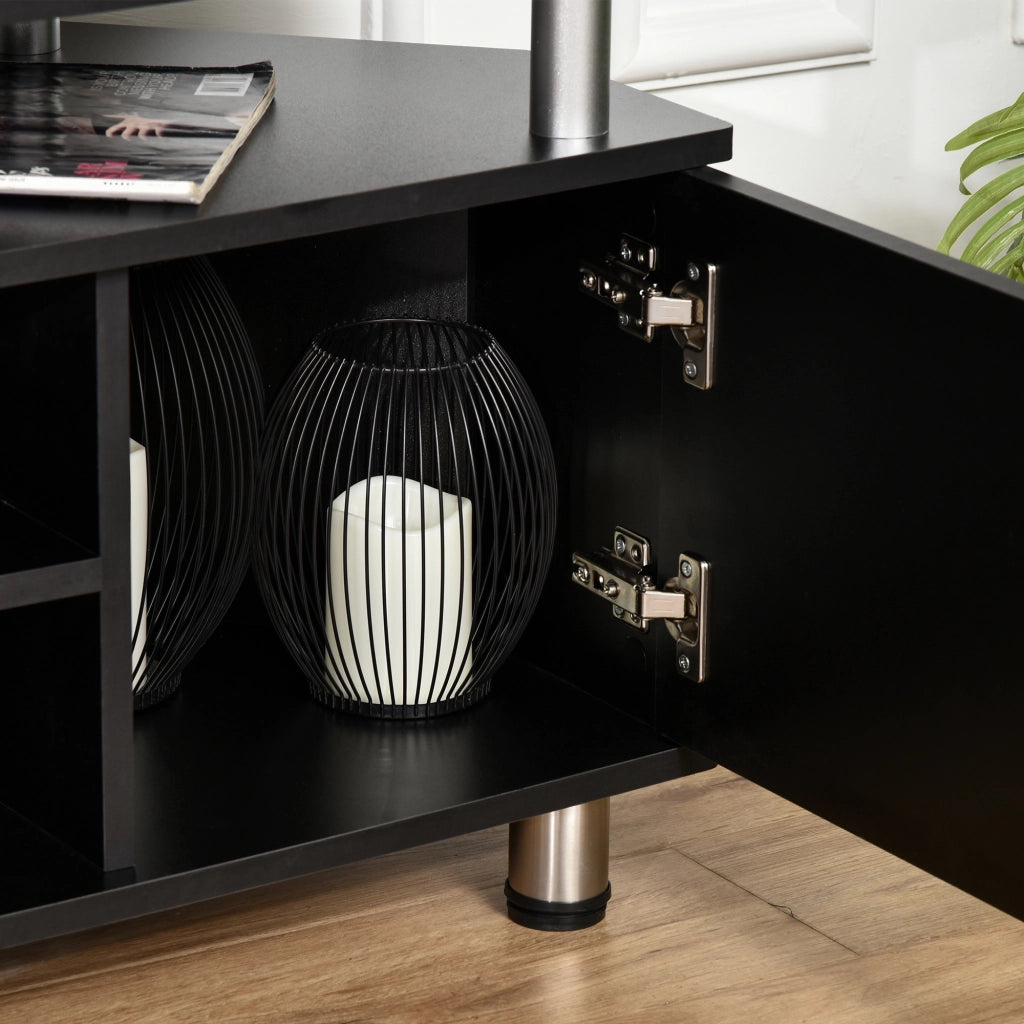 Mobile TV con ripiani e ante ¨C zephmum ¨C nero 120x40x52 cm