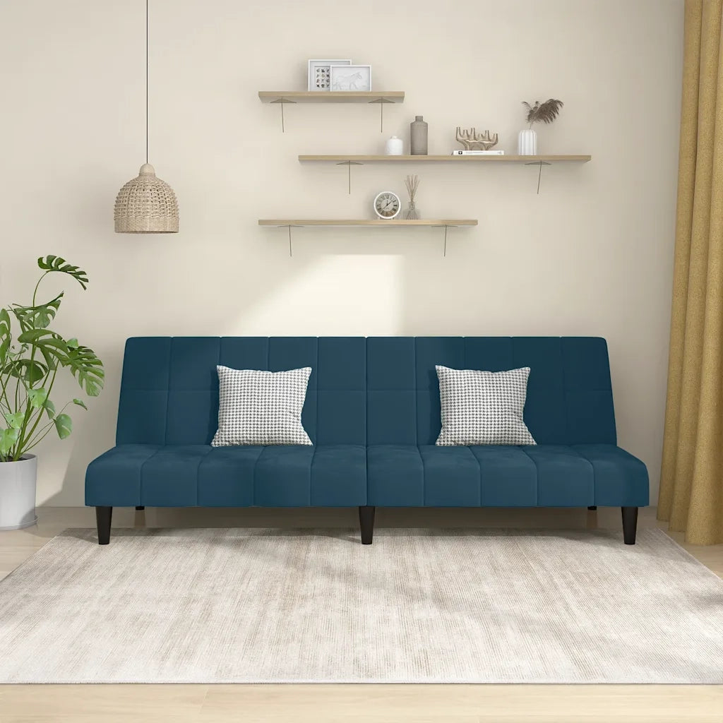 Divano letto | Sof¨¤ letto | Letto singolo a 2 Posti Blu in Velluto