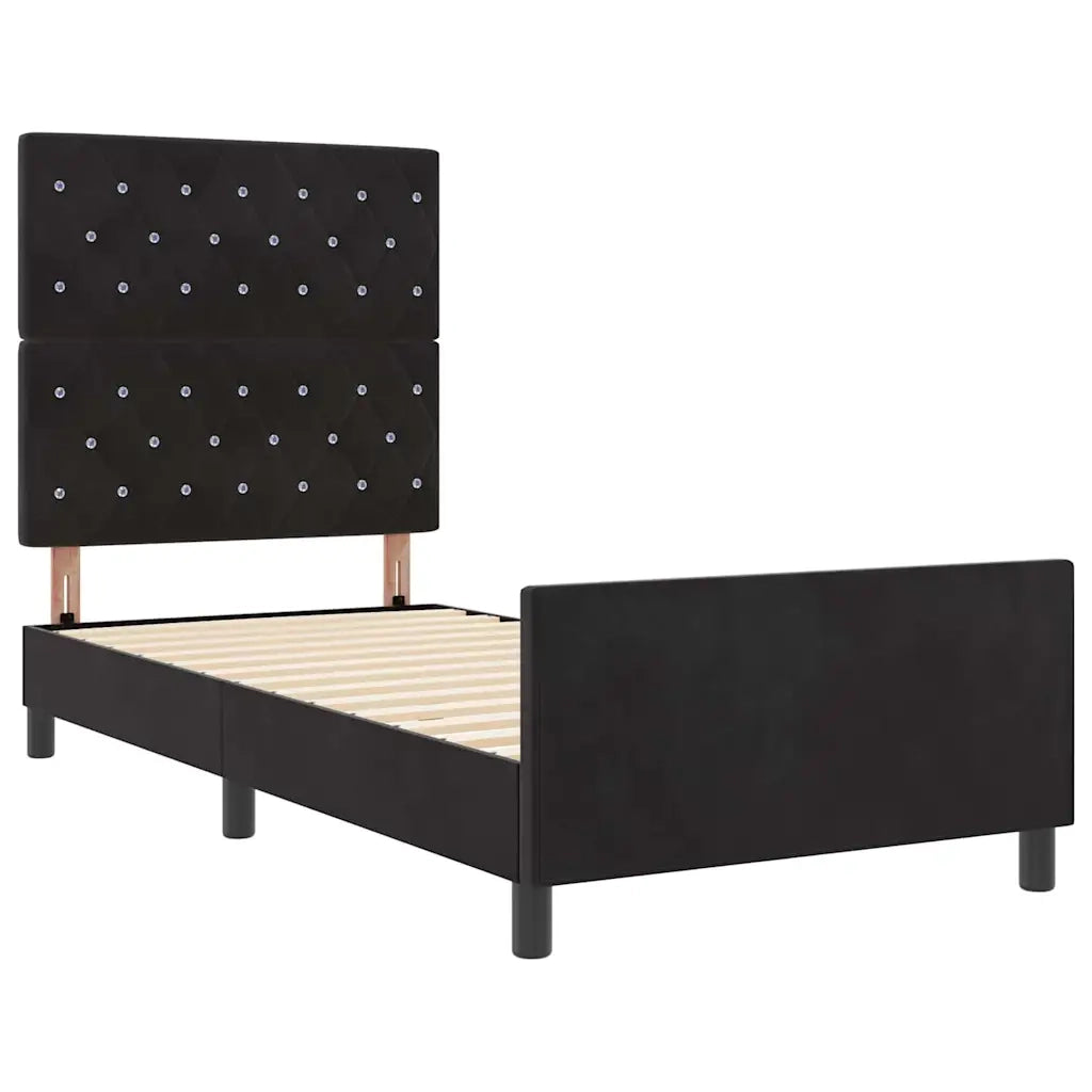 Letto a molle con testiera Nero 100 x 200 cm Velluto 3344857