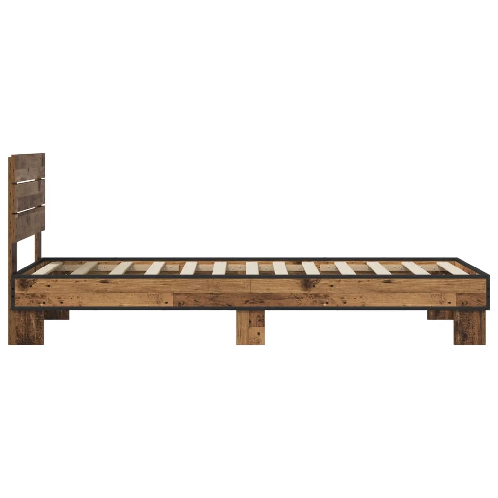 Struttura letto con testata-Giroletto Legno antico 80 x 200 cm 824221