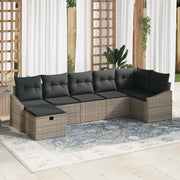 Set di divani con cuscino 7 pcs Grigio polyrattan 3359298