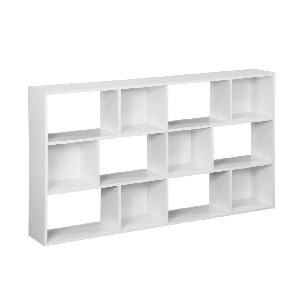 Libreria a 3 livelli con 12 scomparti, bianco