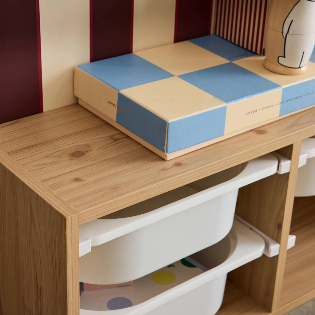 Contenitore per bambini, 6 contenitori, marrone naturale