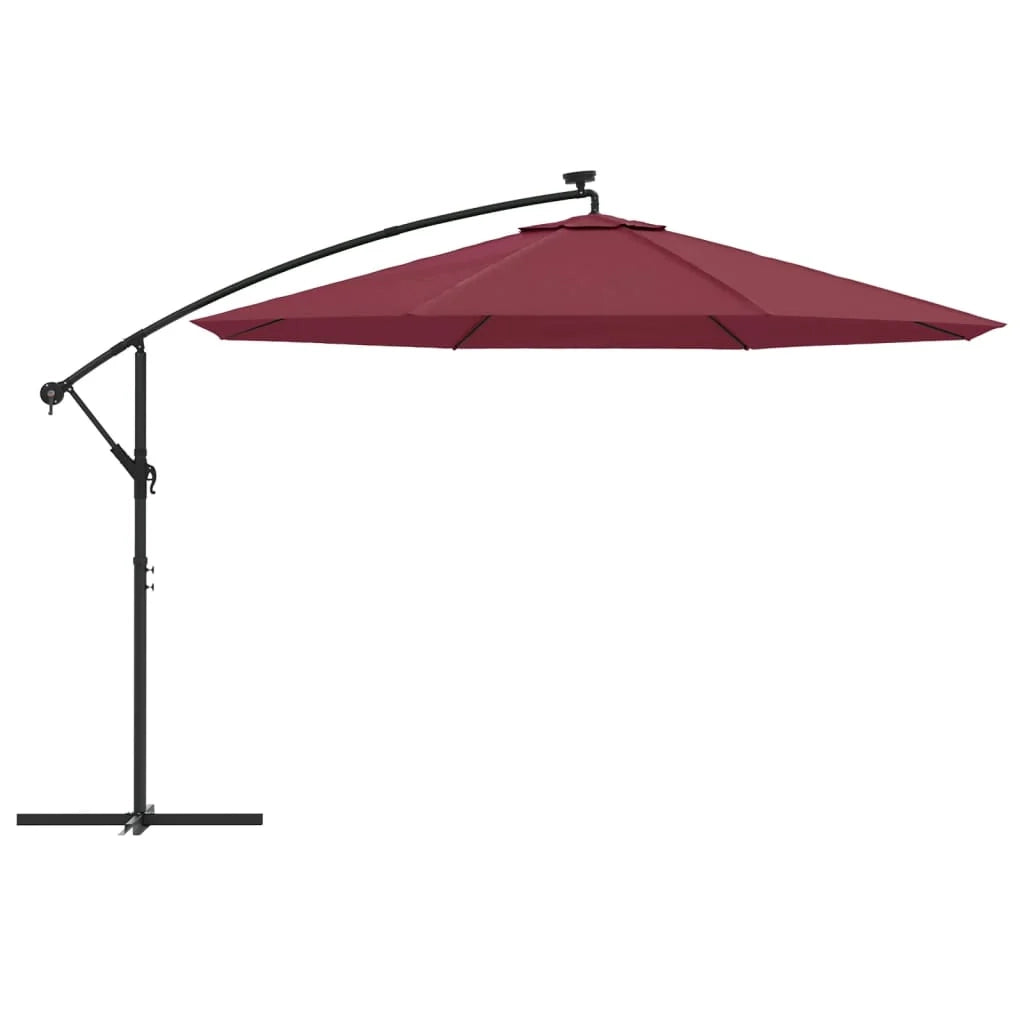 Ombrellone a braccio con luci LED rosso bordeaux 350 cm 02_0008458