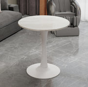 Tavolino rotondo moderno 77;5x77;5 cm in marmo artificiale bianco