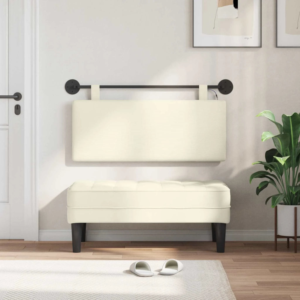 Testiera | Testata sospesa Con luce LED Crema Tessuto in Cords