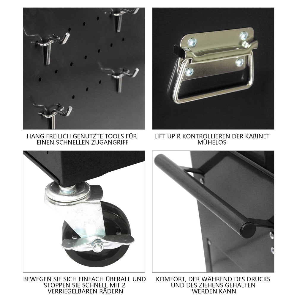 Cassettiera con Ruote e Cassetti Rimovibile per Garage ¨C MINIMAL ¨C Nero