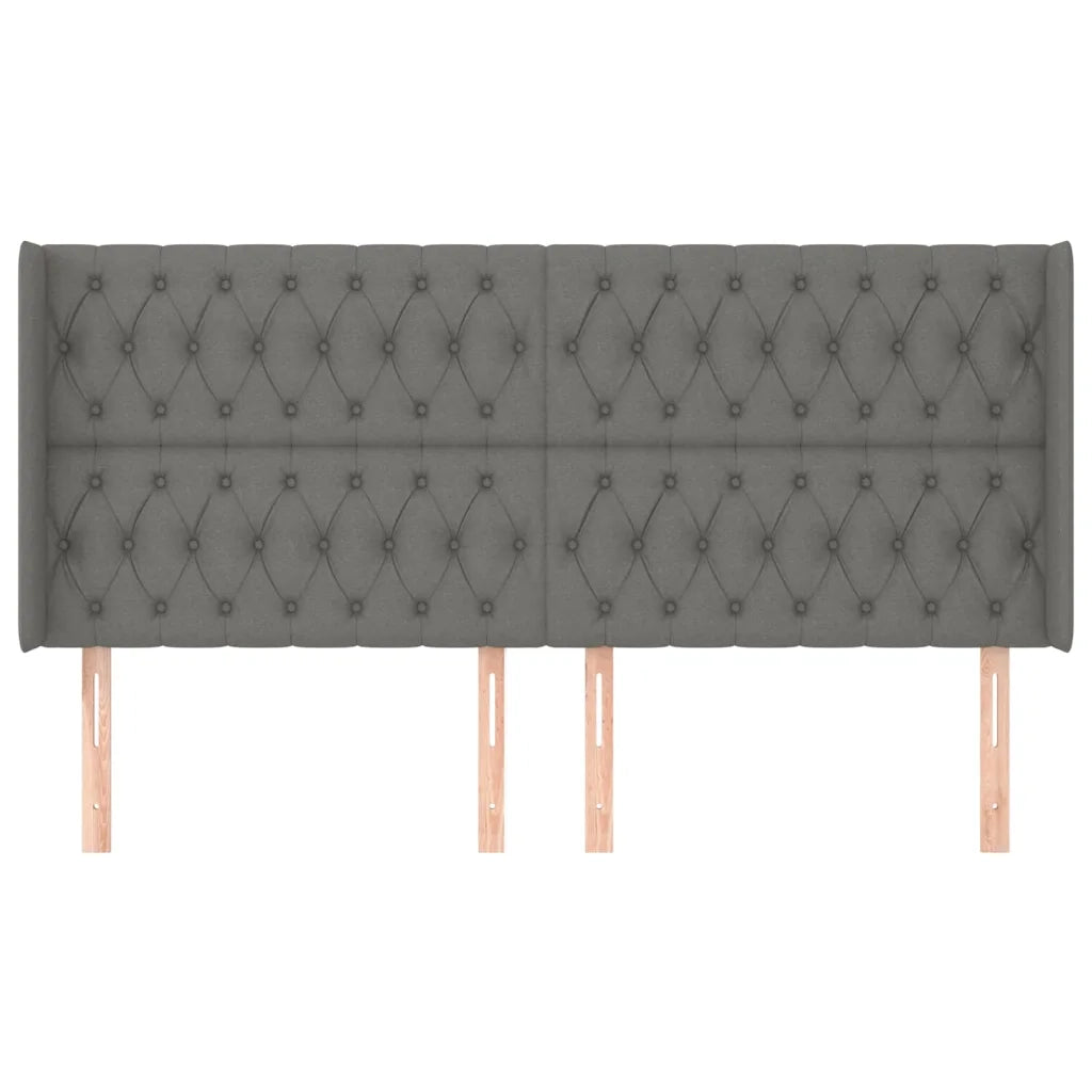 Testiera | Testata ad Orecchio GrigioScuro 203x16x118/128cm in Tessuto