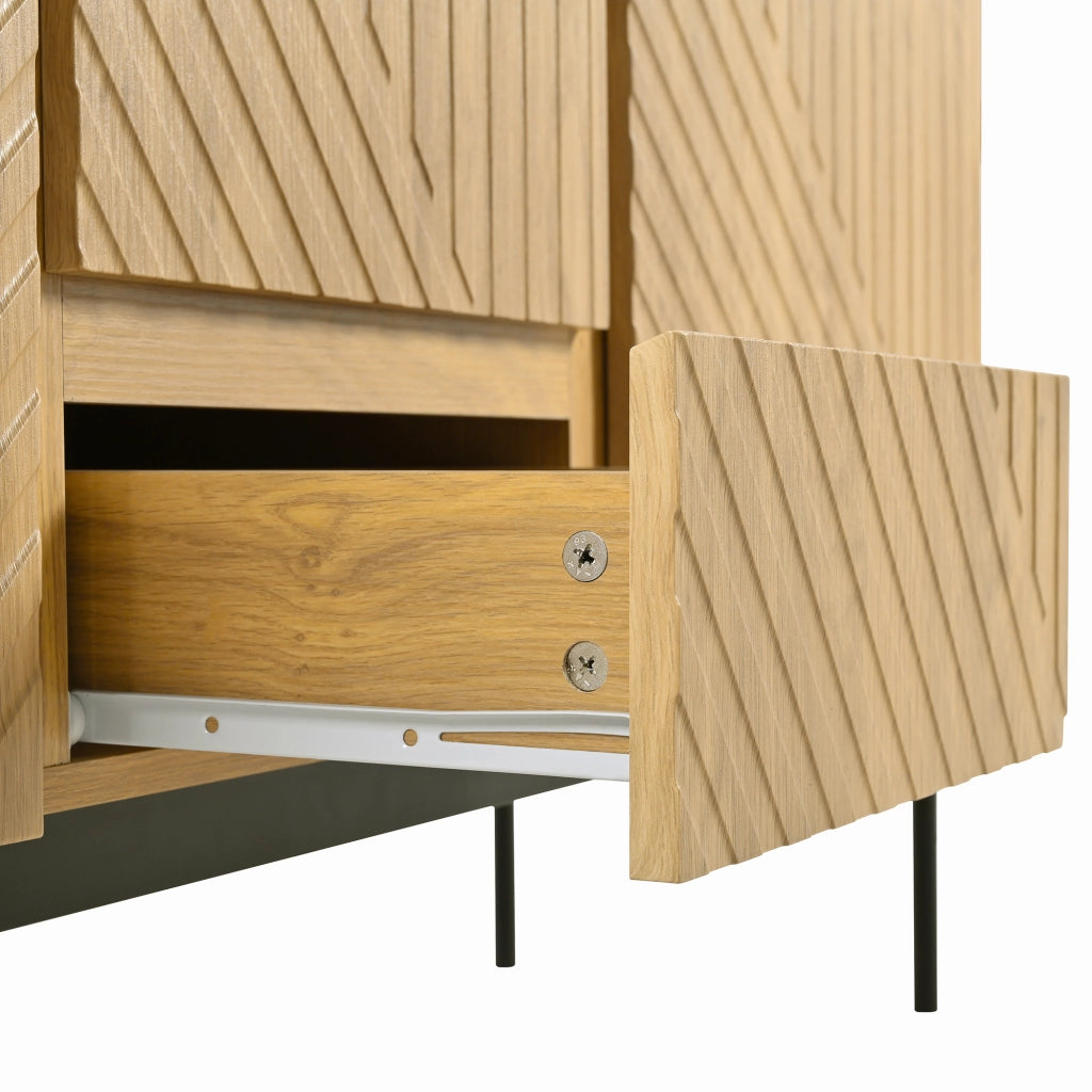 SIDEBOARD design lineare 140x40x75 cm Naturale con ripiani regolabili