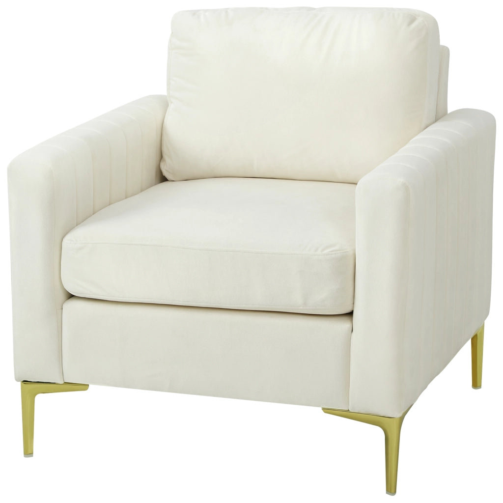 Poltrona in Velluto Acolchato ¨C Minimal ¨C Crema 81x77x81 cm