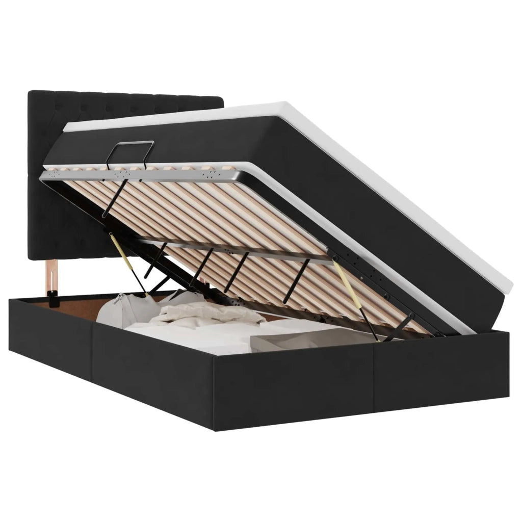 Letto con contenitore e materasso Nero 120 x 200 cm Velluto 3372083