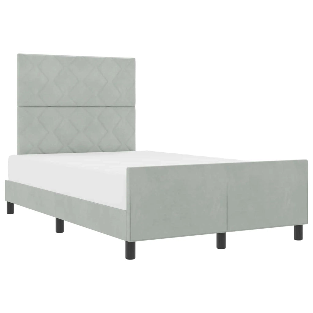 Letto a molle con testiera Grigio chiaro 120 x 190 cm Velluto 3344993