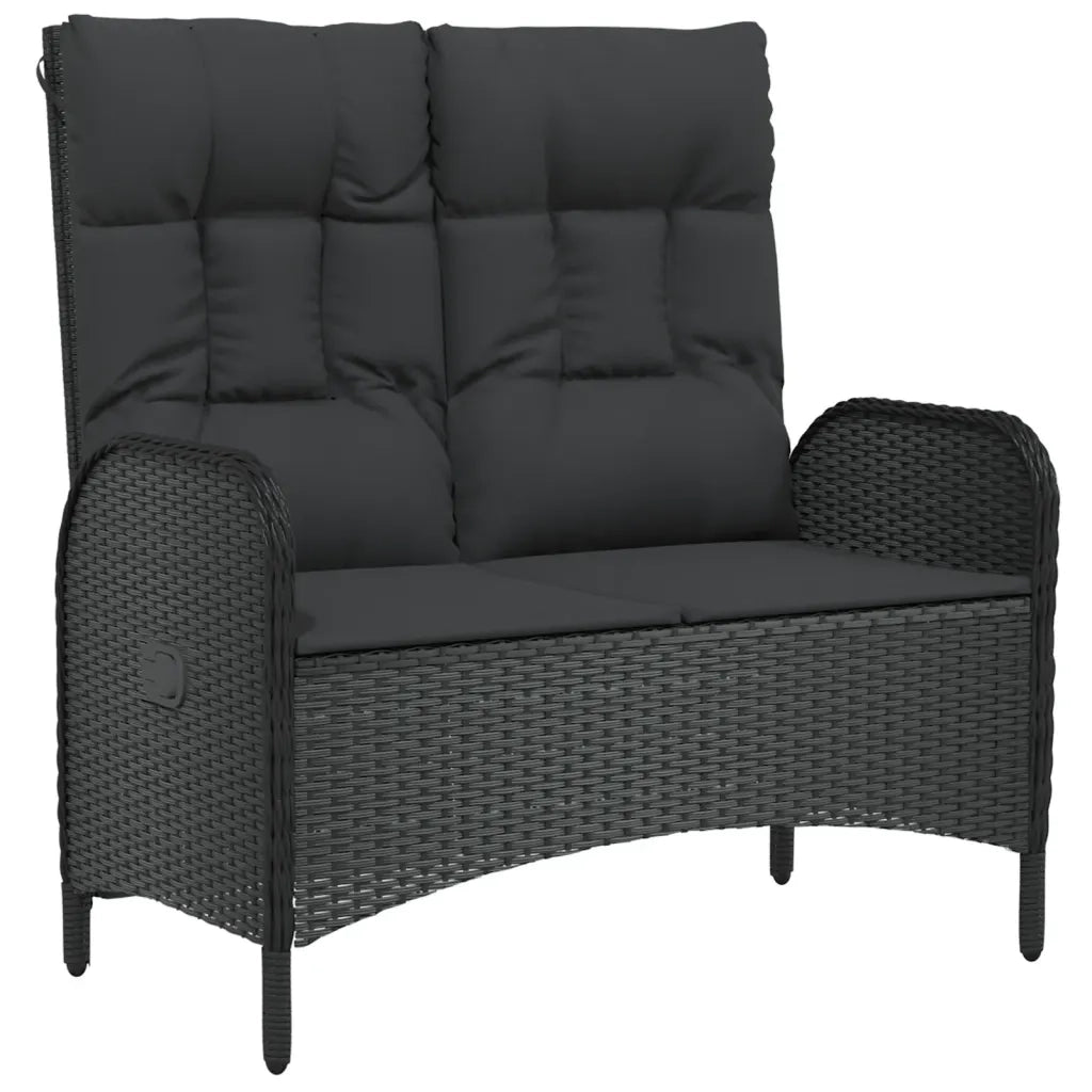 Set da Pranzo da Giardino 3 pz con Cuscini Nero in Polyrattan 3185094