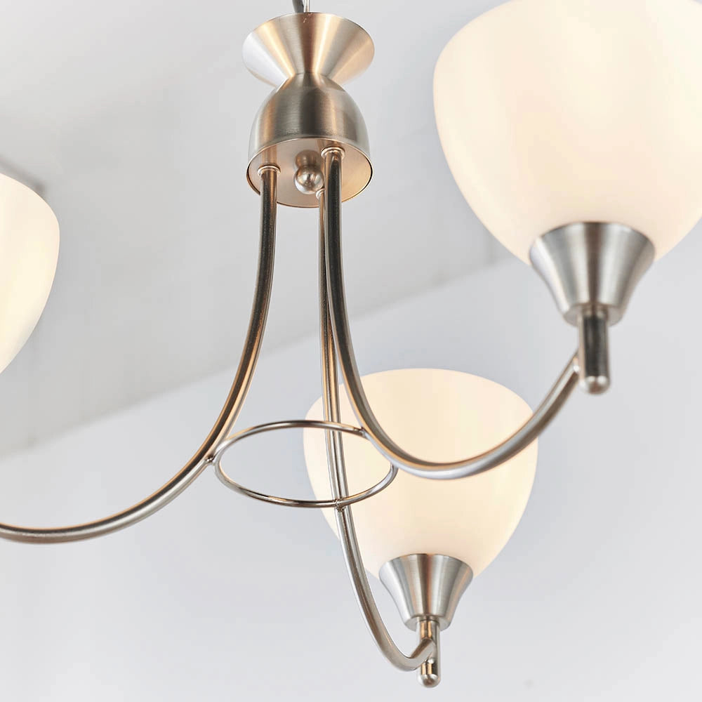 Sospensione classica Alton cromo satinato opalina 3xE14