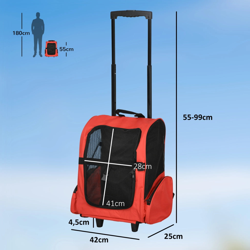 Carrello Trasporto per Cane 2 in 1 ¨C Minimal ¨C Rosso 42x25x55 cm