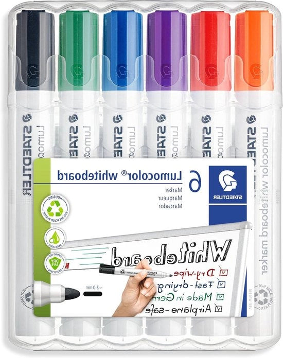 Set di matite per lavagna bianca da 6 - rimovibili a secco - larghezza della linea 2 mm