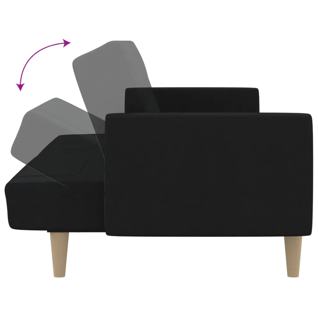 Divano letto | Sof¨¤ letto | Letto singolo a 2 Posti Nero in Tessuto