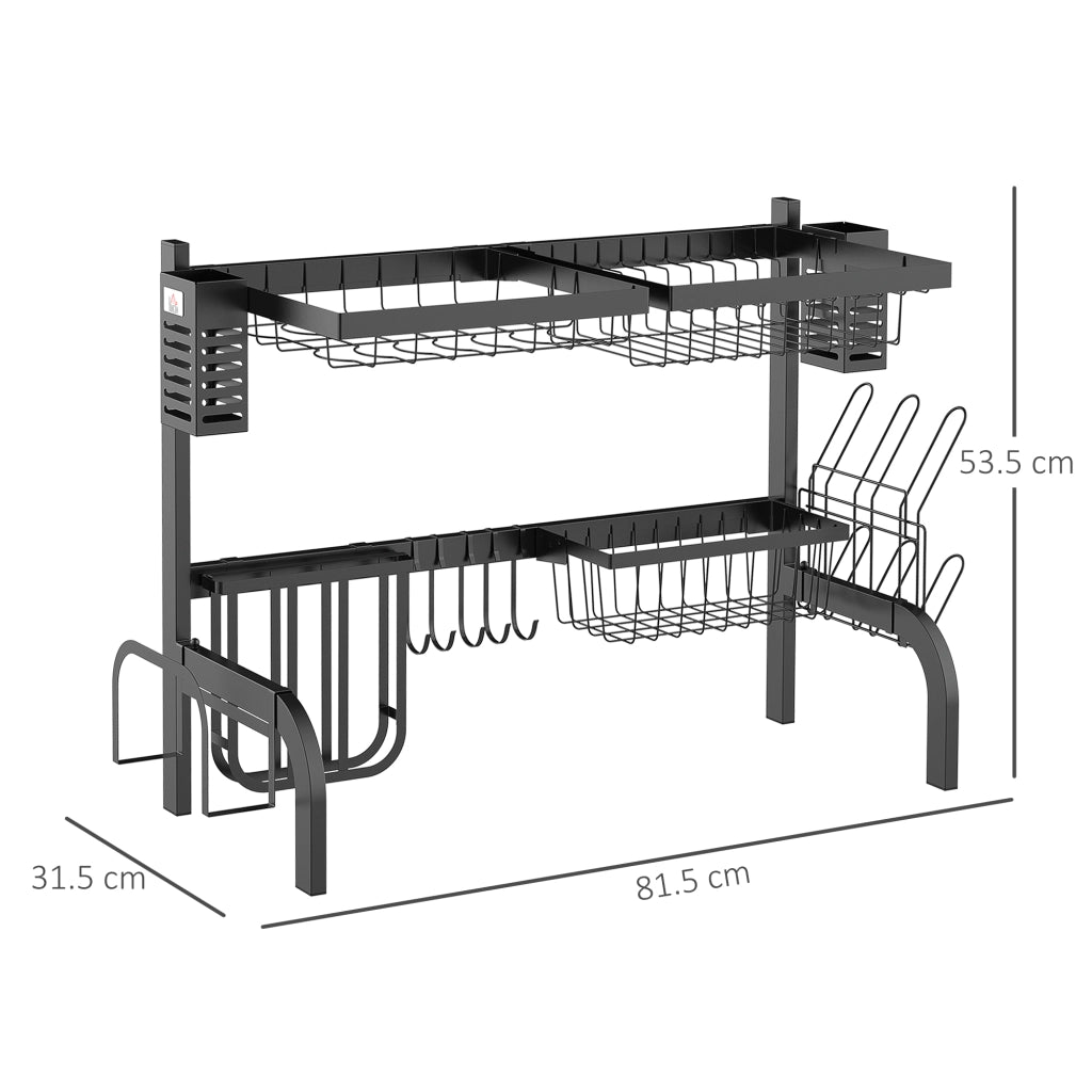 Scolapiatti Lavello Modulabile 2 Livelli ¨C zephmum ¨C Acciaio Nero 65x31.5x52.5 cm
