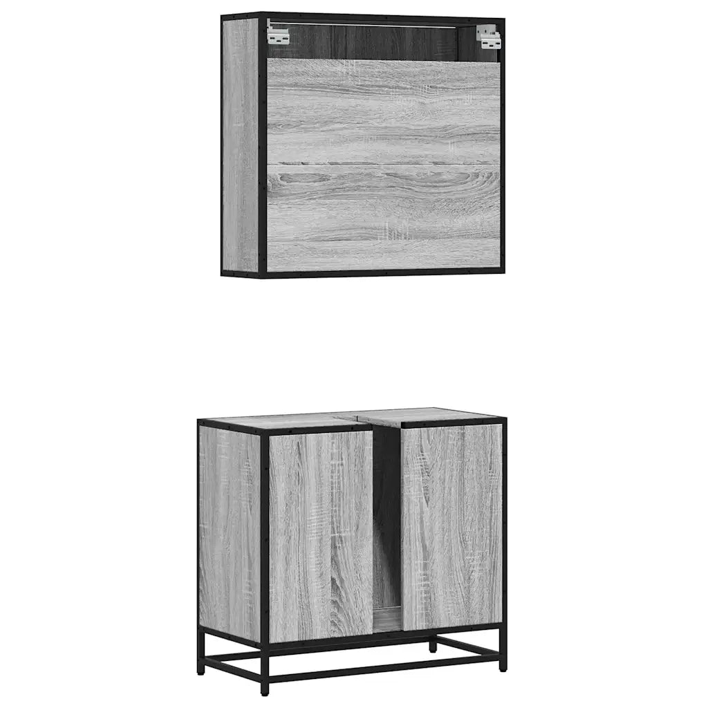 Set Mobili da Bagno 2 pz Grigio Sonoma in Legno Multistrato 3300908