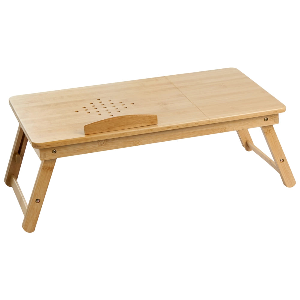 Scrivania pieghevole per laptop Telaio in bambù marrone chiaro Vassoio da letto portatile per la colazione con cassetto Stile scandinavo