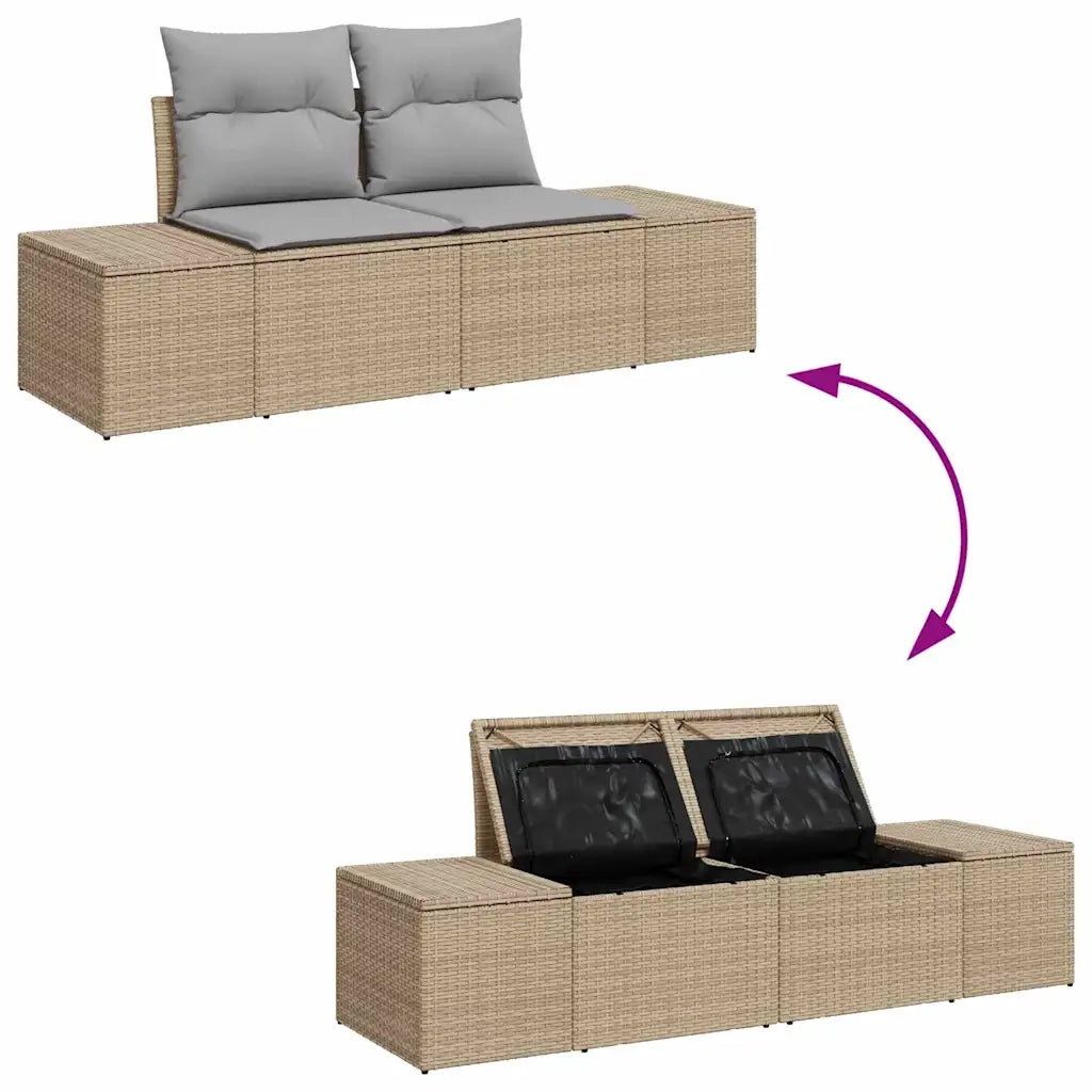 Set Divano da Giardino con cuscino 7 pcs Beige polyrattan 3355819