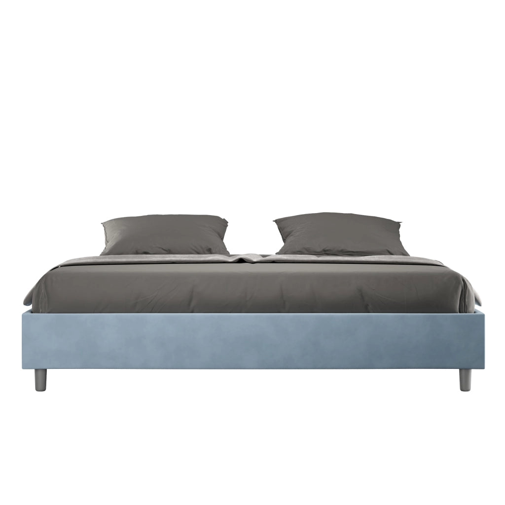 BS COM Letto contenitore imbottito 180x200 microfibra azzurro