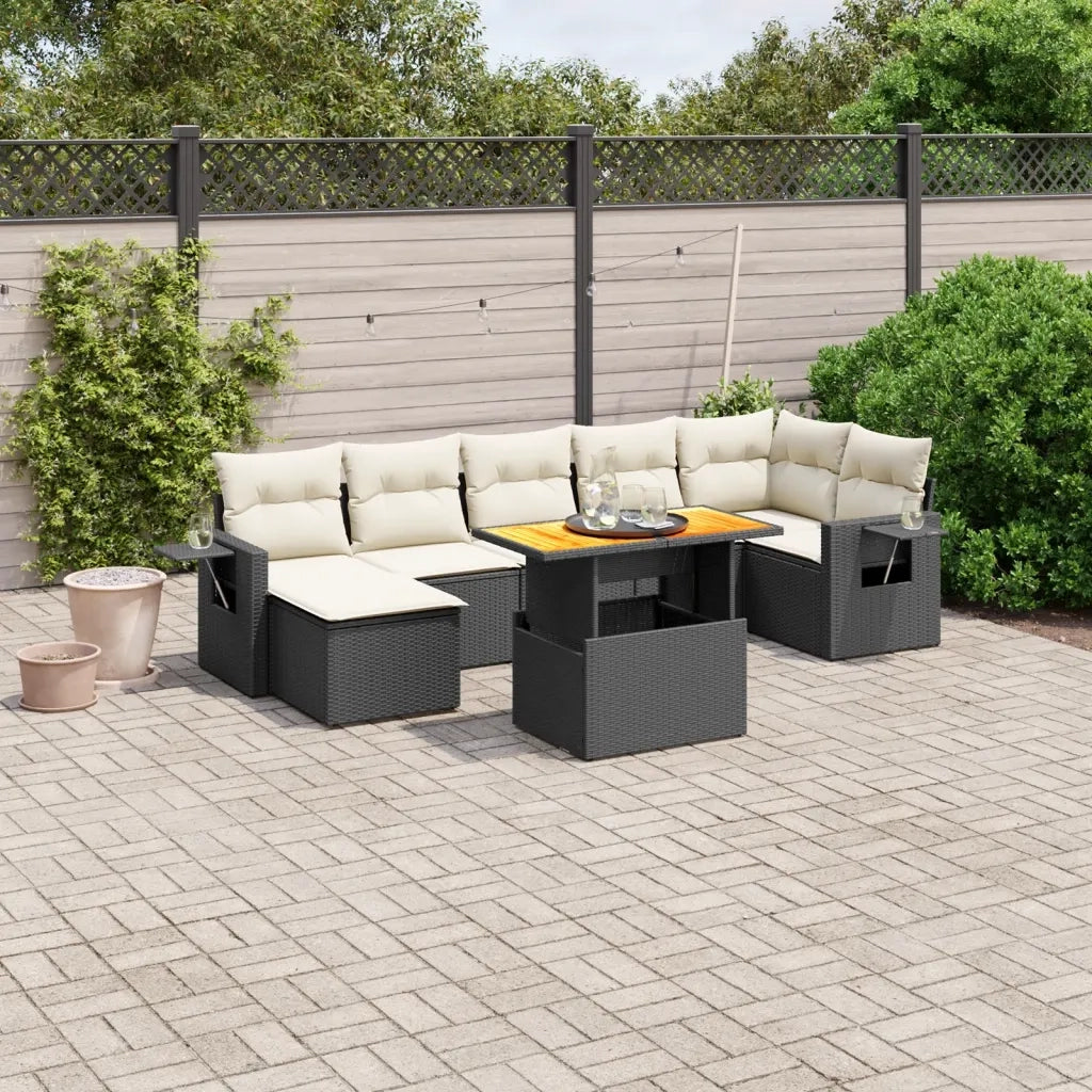 Set Divani da Giardino con Cuscini 8 pz Nero in Polyrattan 3271861