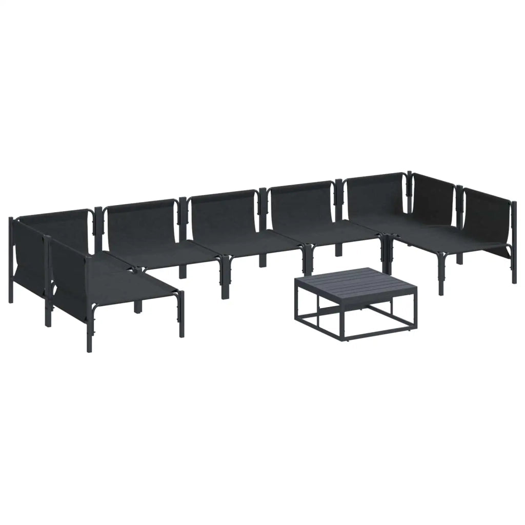 Set Divano da Giardino con cuscino 8 pcs Nero Acciaio 3378983