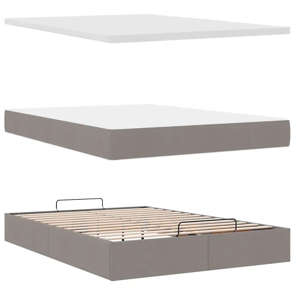Pouf Letto con Materasso e LED Tortora 140x190 cm in Tessuto 3312392