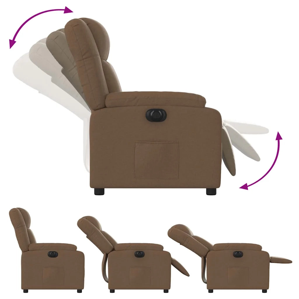 Poltrona Elettrica Reclinabile Marrone in Tessuto 3205182
