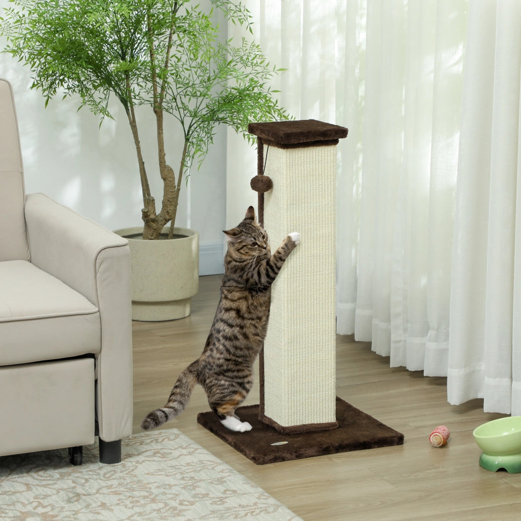 Tiragraffi per gatto con base stabile ¨C Minimal ¨C Marrone e crema 41x41x81 cm