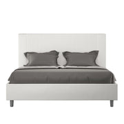 BS COM Letto matrimoniale con rete imbottito 160x200 similpelle bianco