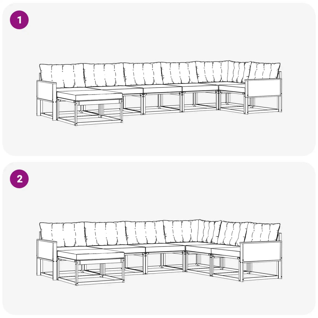 Set di divani da esterno 7 pcs Naturale e Grigio Chiaro 3381563