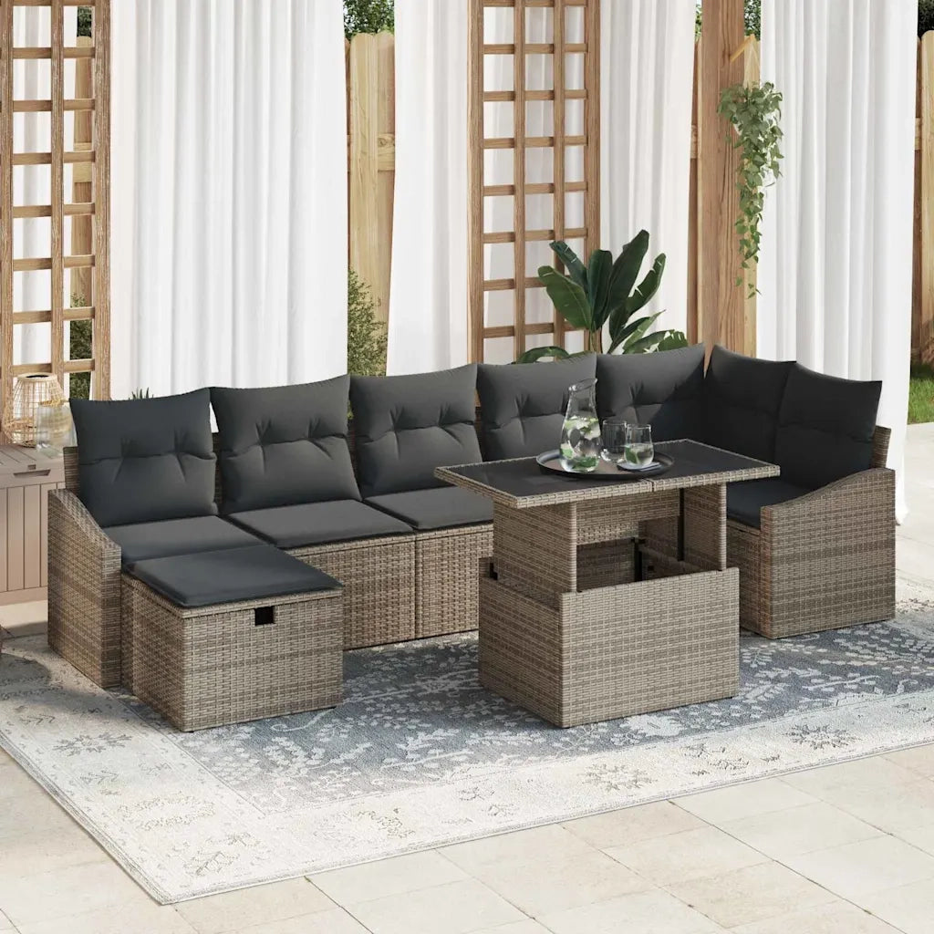 Set Divano da Giardino 8 pcs Grigio polyrattan 3361178