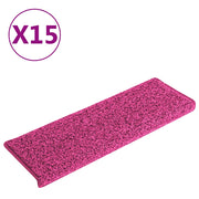 Tappetini per scale 15 pz | Gradini per Scale 65x21x4 cm Rosa Bordo rettangolare