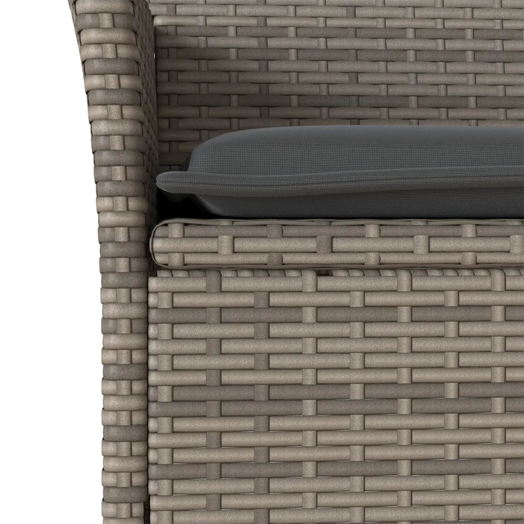 Set da Pranzo da Giardino 3pz | Set Salotto da Giardino con Cuscini in Polyrattan e Vetro