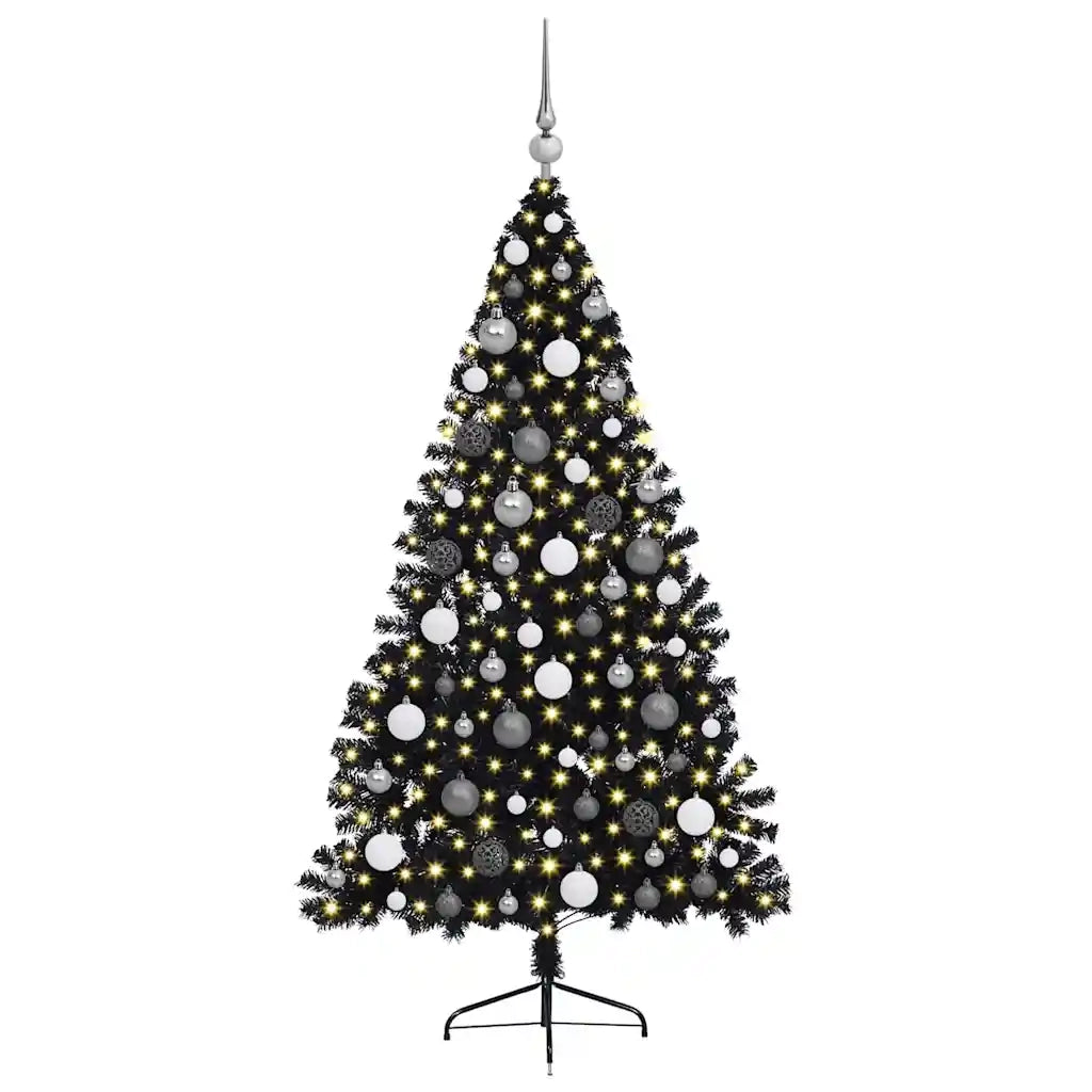 Albero di Natale artificiale con luci integrate Nero 180 cm PVC 3397140