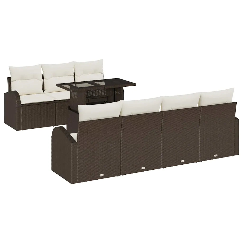 Set Divano da Giardino 8 pcs Marrone Rattan in Polipropilene