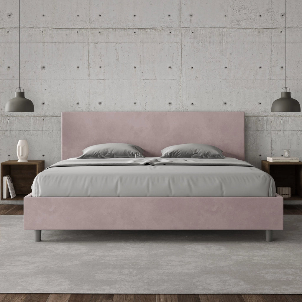 BS COM Letto con rete imbottito 180x210 microfibra glicine