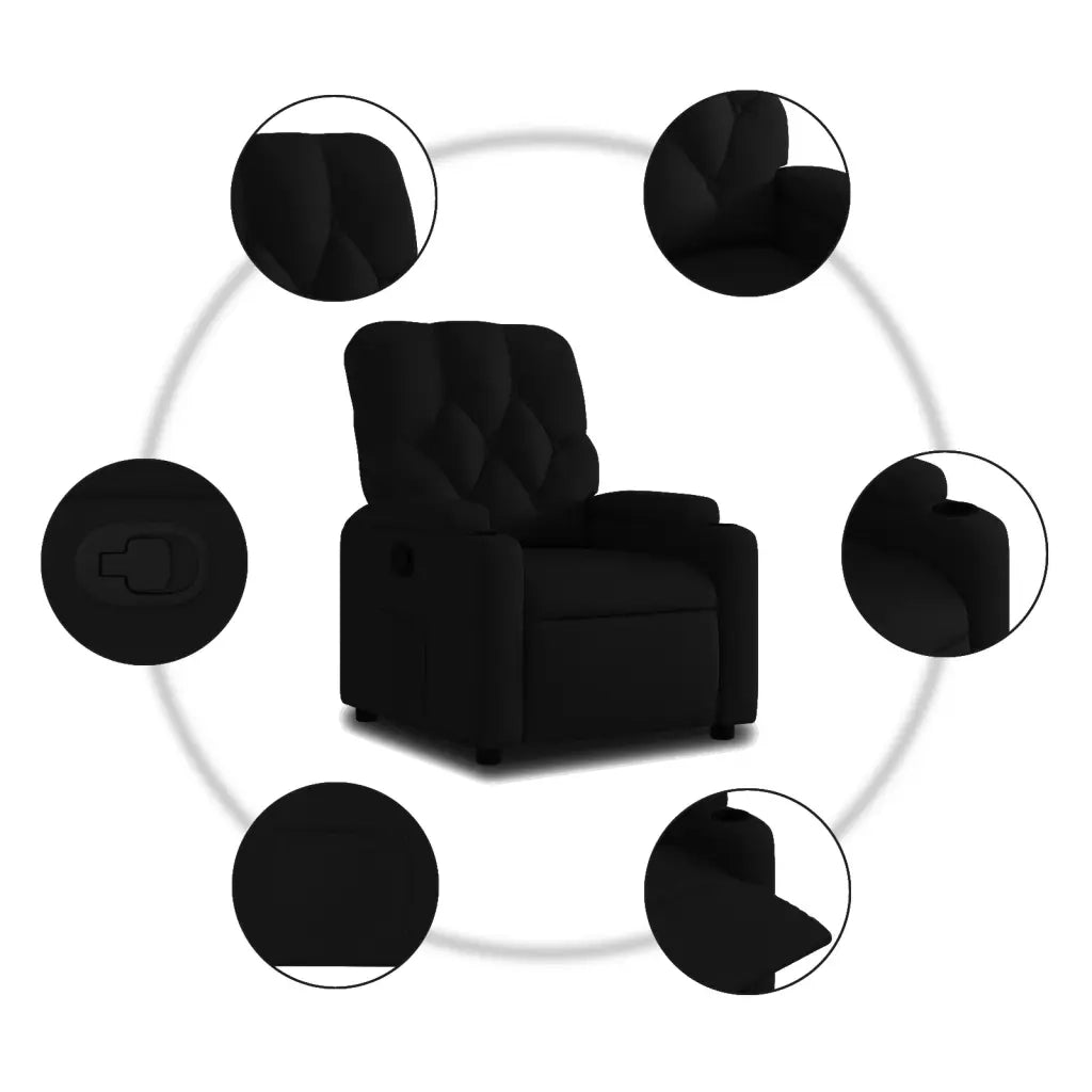 Poltrona | Sedia Relax Reclinabile in Tessuto Nero