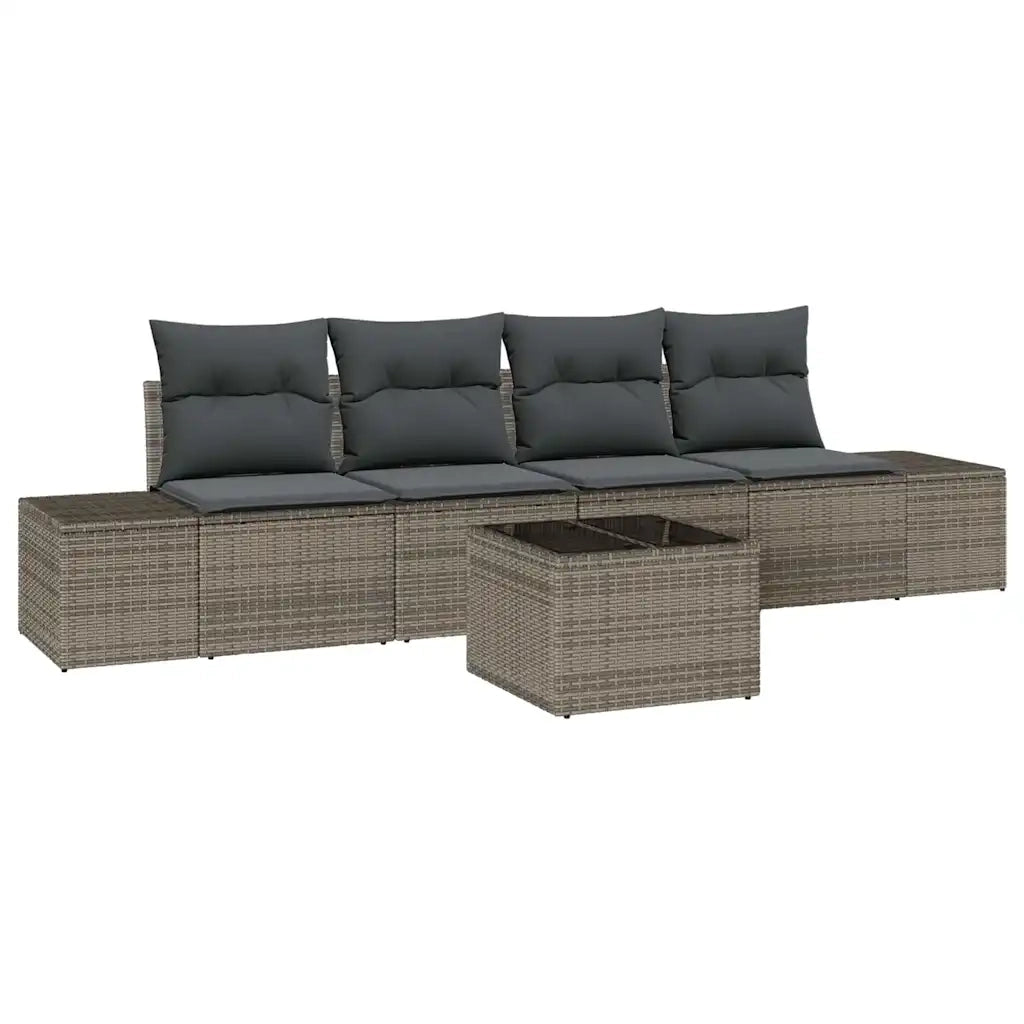 Set Divano da Giardino con cuscino 5 pcs Grigio polyrattan 3355598