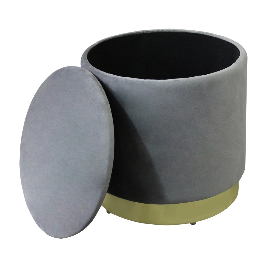 Pouf contenitore rotondo in velluto -  OCTAVIA