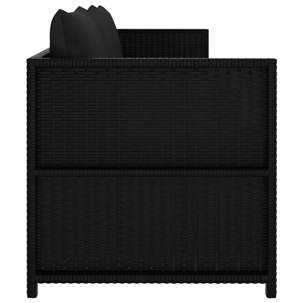Set Divani da Giardino 3 pz con Cuscini in Polyrattan Nero cod mxl 35541