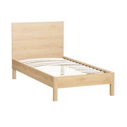 Letto con rete a doghe e testiera 90x190cm decorazione legno, marrone